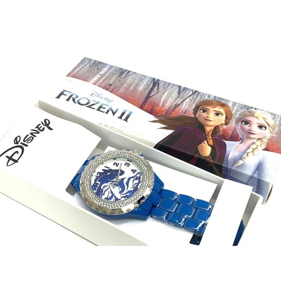 Disney Frozen Women's Watch WDS000835 Quartz Blue Band Crystals Bezel 41mm - Picture 3 of 15